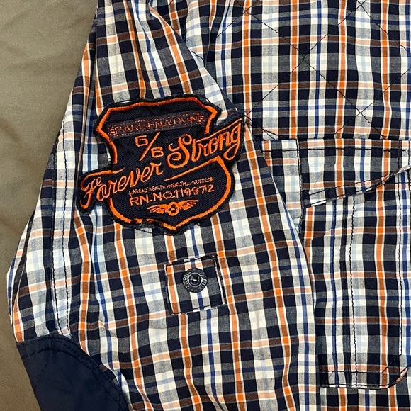 Parish Nation Plaid Roll Tab Long Forever Strong Sleeve Shirt Size 2X - Picture 7 of 11